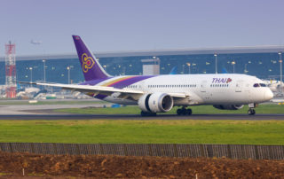 Thai Airways Boeing 787-8 airplane at Jakarta airport | Aawut Law Firm